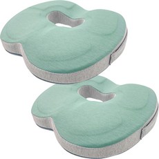 記憶海綿甜甜圈枕頭, 坐墊套(綠色+灰色)+記憶棉(藍色), 2個