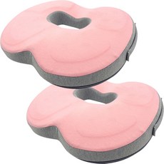 記憶海綿甜甜圈枕頭, 坐墊套(粉色+灰色)+記憶棉(藍色), 2個