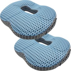 Sangsongnarae網狀記憶棉甜甜圈坐墊, 坐墊套(藍色 灰色)+記憶棉(藍色), 2個