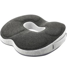 記憶海綿甜甜圈枕頭, 深灰色 淺灰色(坐墊套)+藍色(記憶棉), 1個