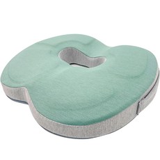 記憶海綿甜甜圈枕頭, 綠色 灰色(坐墊套)+藍色(記憶棉), 1個