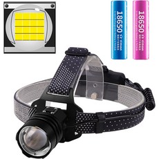 뉴엔 J11W XHP160 충전식 LED 헤드랜턴 + 3000mAh 건전지 2p 세트, 1세트, 블랙