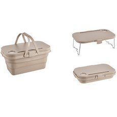 DAPER NAM 多功能 Arada 2合1 野餐露營箱 + 桌子組合, 米色, 1層, 1套