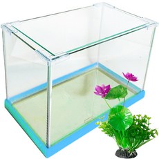 Rora Pet Vivid Nude 魚缸 + 玻璃蓋 + 人造花套組, 棉花(魚缸), 隨機出貨(人造花)