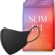 CLA Slim Fit輕薄C型口罩 KF94 S號, 2包, 黑色, 25片