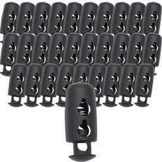 口罩 外套 繩子調節扣 迷你 頭 雙孔, 黑色, 30個