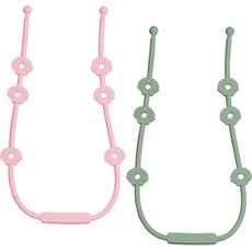 iValue 矽膠多功能掛繩固定器2件組, 嬰兒粉, 鼠尾草綠, 無奶嘴, 1套