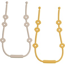 iValue 矽膠多功能掛繩固定器2件組, 沙色, 芥末黃, 無奶嘴, 1套