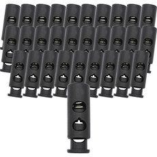 口罩/外套繩調節扣 圓筒雙孔, 30個, 黑色