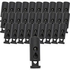 口罩/外套繩調節扣 新迷你雙孔繩扣, 黑色, 30個