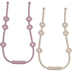 iValue 矽膠多功能掛繩固定器2件組, 暗丁香紫, 沙色, 無奶嘴, 1套