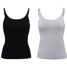 솔레일 여성용 소프트 에어 모달 심리스 무봉제 올인원 끈조절 나시 2종 세트