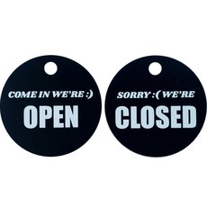 Tinna Picnic 圓形商店英文OPEN/CLOSE告示牌掛鉤組 黑色, 1套, OPEN, CLOSED