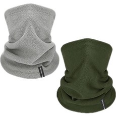 怪獸刷毛毛帽耳罩圍脖2件組, 灰色 + 綠色