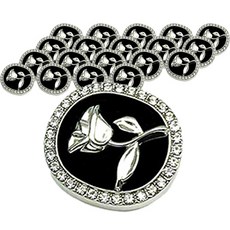 빈티지 로즈 큐빅 오벌 DIY 의류 액세서리 부자재 콩단추 18mm, 20개, 실버 + 블랙