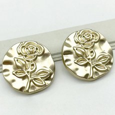 앤틱 로즈 엠보싱 포인트 DIY 의류 액세서리 부자재 콩단추 15mm, 골드, 50개