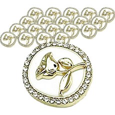 빈티지 로즈 큐빅 오벌 DIY 의류 액세서리 부자재 콩단추 18mm, 20개, 골드 + 화이트