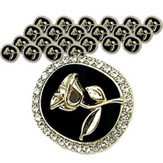 빈티지 로즈 큐빅 오벌 DIY 의류 액세서리 부자재 콩단추 18mm, 20개, 골드 + 블랙