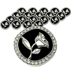 빈티지 로즈 큐빅 오벌 DIY 의류 액세서리 부자재 콩단추 23mm, 20개, 실버 + 블랙