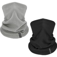 怪獸刷毛毛帽耳罩圍脖2件組, 灰色 + 黑色