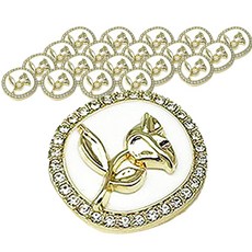 빈티지 로즈 큐빅 오벌 DIY 의류 액세서리 부자재 콩단추 23mm, 20개, 골드 + 화이트