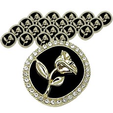 빈티지 로즈 큐빅 오벌 DIY 의류 액세서리 부자재 콩단추 23mm, 20개, 골드 + 블랙