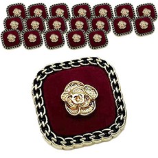 로즈 벨벳 체인 엣지 스퀘어 DIY 의류 액세서리 부자재 콩단추 18mm, 20개, 레드