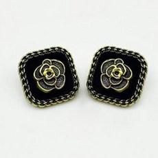 로즈 벨벳 체인 엣지 스퀘어 DIY 의류 액세서리 부자재 콩단추 18mm, 20개, 브론즈 + 블랙