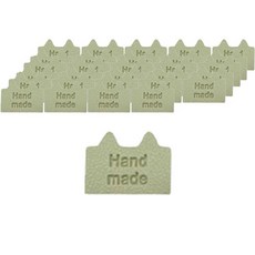 貓耳造型手工英文刻字皮革標籤, 100個, 綠色