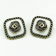 로즈 벨벳 체인 엣지 스퀘어 DIY 의류 액세서리 부자재 콩단추 18mm, 20개, 브론즈 + 화이트