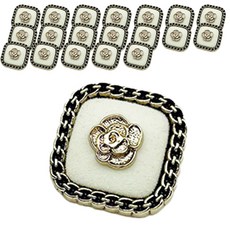 로즈 벨벳 체인 엣지 스퀘어 DIY 의류 액세서리 부자재 콩단추 18mm, 20개, 화이트