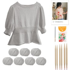 yarna 아루 펖펖 블라우스 DIY 패키지 M, 23 소프트그레이, 랜덤발송(단수링), 1세트