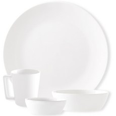 PRELUDE 簡約白色1人早午餐餐具組, 白色, 2種配菜+盤子+杯子