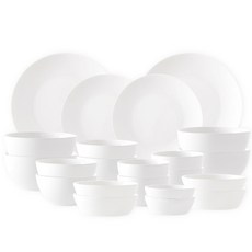 PRELUDE Neobone Simple 4人韓式餐具組, 白色, 飯碗 4p + 湯碗 4p + 麵碗 4p + 10cm小菜碟 2p + 15cm小菜碟 4p + 盤子 2種 x 2p