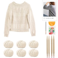 yarna Aru Ray 圓肩毛衣 S DIY 材料包, 96 淺米色, 1套