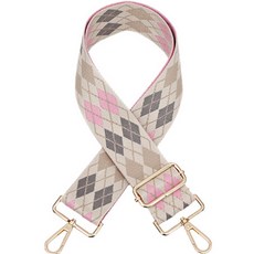 舒適緹花菱格紋可調式包包背帶, 象牙白 + 米色, 1個