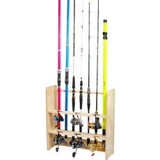 Nolbu Fishing 原木立式釣竿架 7竿位 6捲線器位, 木質