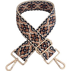 長度可調整緹花編織手提把 130g, 棕色+海軍, 1個