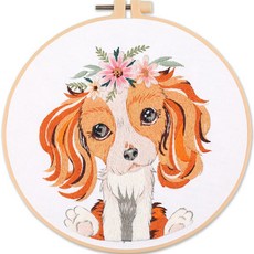 강아지 아트 자수 DIY 30 x 30 cm, TYPE3, 1세트