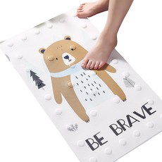 하이유니 욕실 미끄럼방지 건식 동물 발 매트 패드, 용감한곰, 1개