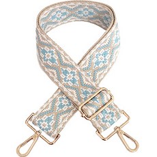 長度可調整緹花編織手提把 130g, 白色+淺藍色, 1個