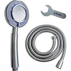 두진 다기능 수압상승 샤워기 헤드 + 황동 메탈 샤워호스 2m 세트, 1개