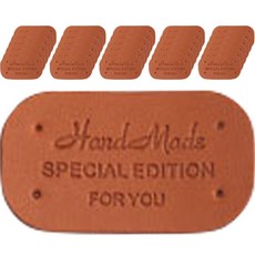 手工手寫體英文字壓印皮革標籤, 棕色, 100個