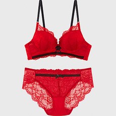 Yes 女款玫瑰圖案蕾絲內衣+蕾絲內褲套裝