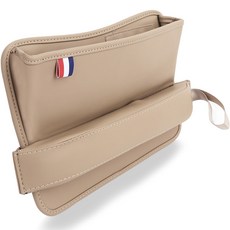 지엠지모터스 차량용 틈새 가죽 사이드 포켓 수납함, 베이지, 1개