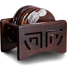 My God Shop 烏木木傳統茶圓形茶杯墊 6p + 套組 RK_912, 1套, 混合顏色