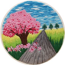 끌레어 입체적인 풍경 자수 DIY 패키지, TYPE 01 복숭아 나무, 1세트