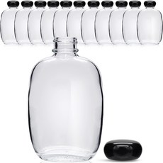 미르코리아 위스키 둥근 사각 유리병 PP블랙, 100ml, 12개