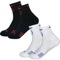 BONA LIVING 運動高爾夫襪 短筒 2雙組 C, 黑紅色 + 白色