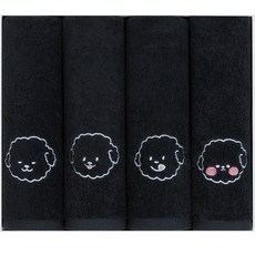 pierre cardin 皮爾卡登 貴賓狗刺繡洗臉毛巾 180g 40支精梳棉 4入, 黑色, 1套